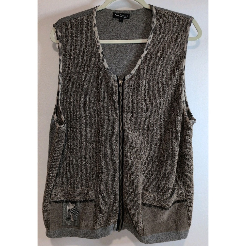 K.D. Spring‎ Women's Zip Sweater Vest Size Large Multicolored Made In USA